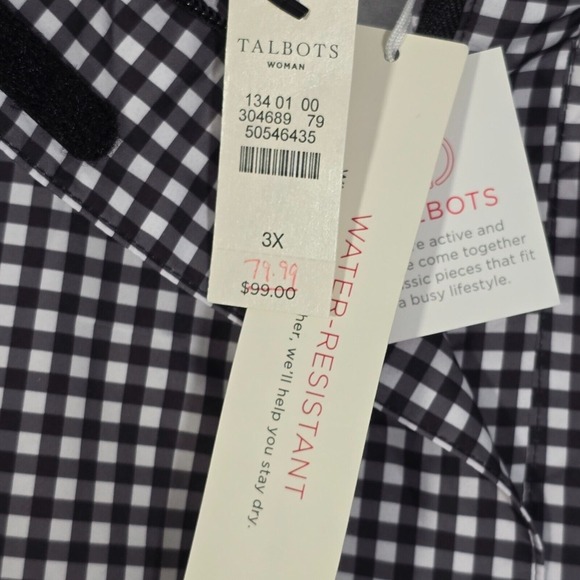 T by Talbots Vest Womens 3X Black White Gingham Full Zip Layering Outdoor - Picture 5 of 11
